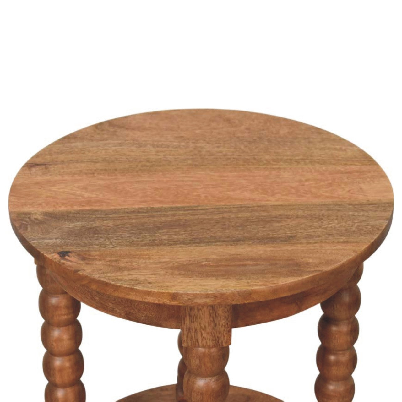 Barley Twist Round Side Table - Elegant Solid Wood Table with Shelf