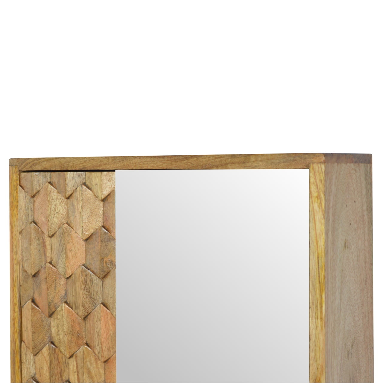 Pineapple Carved Mirror Cabinet, Handmade Solid Wood, Decorative Carved Detail