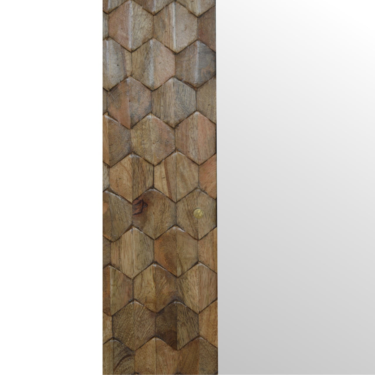 Pineapple Carved Mirror Cabinet, Handmade Solid Wood, Decorative Carved Detail