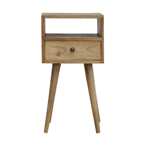 Handmade Compact Bedside with Drawer and Shelf - Handmade Solid Wood Furniture.