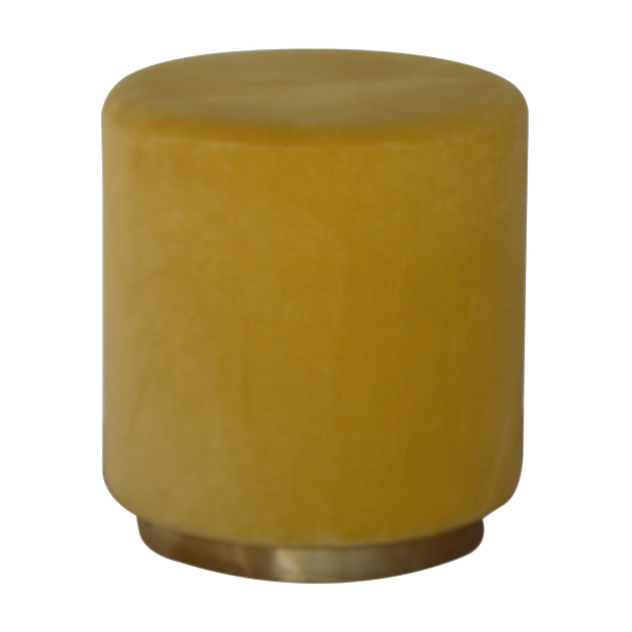 Mustard Velvet Footstool with Gold Base - Handmade Solid Wood