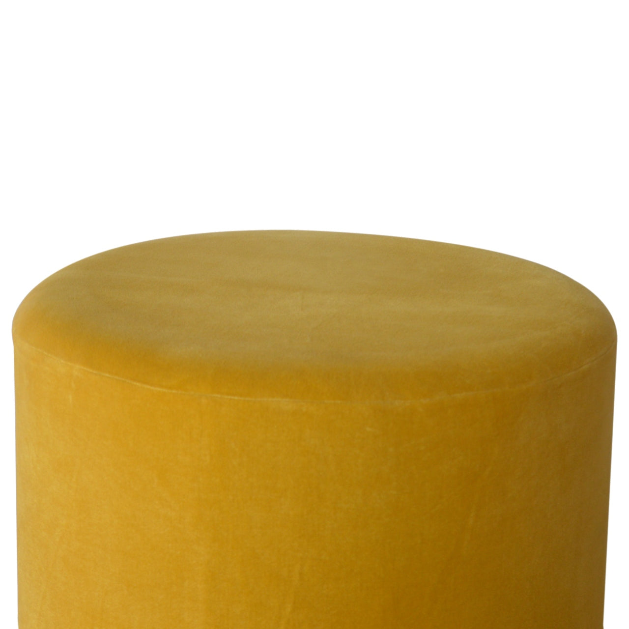 Mustard Velvet Footstool with Gold Base - Handmade Solid Wood