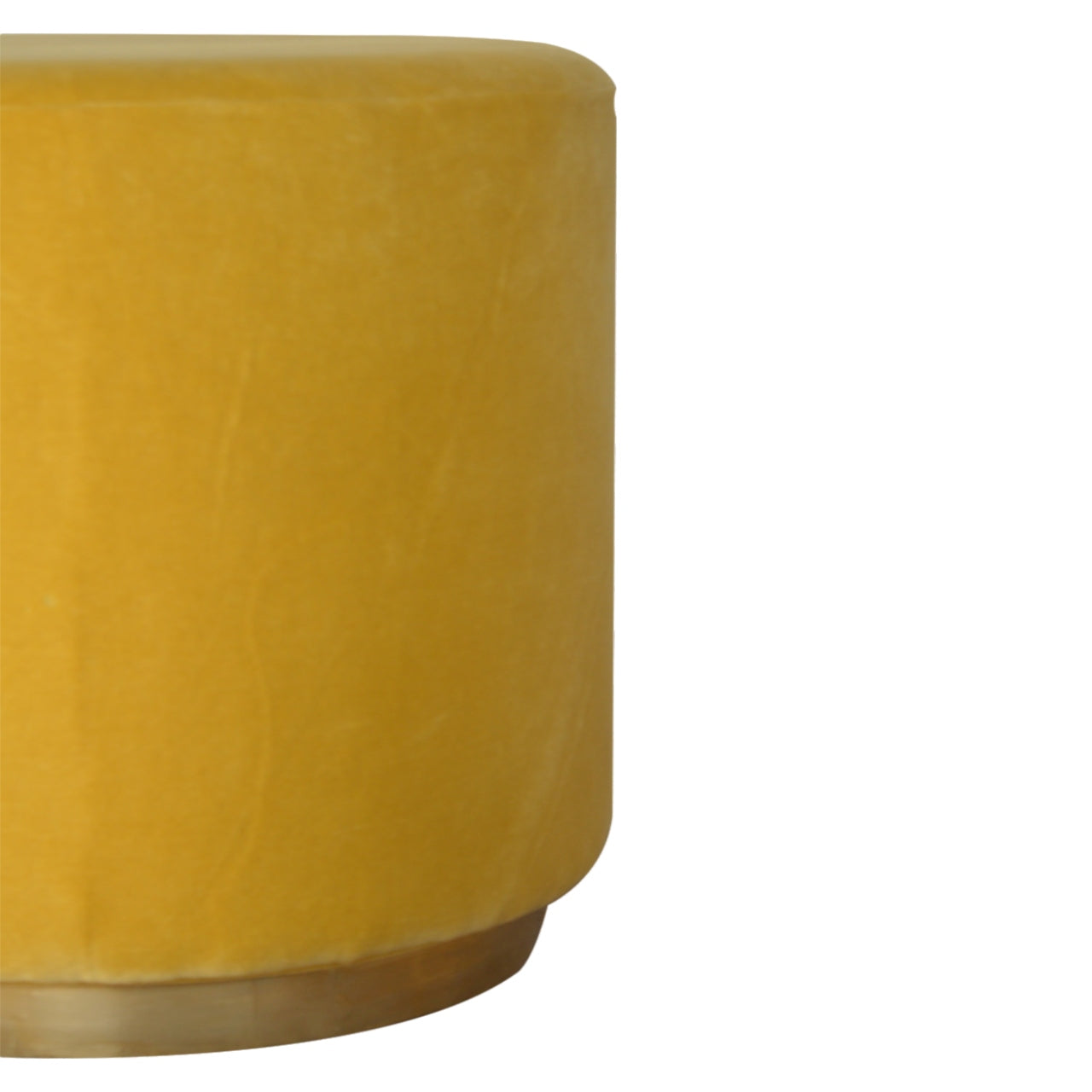 Mustard Velvet Footstool with Gold Base - Handmade Solid Wood