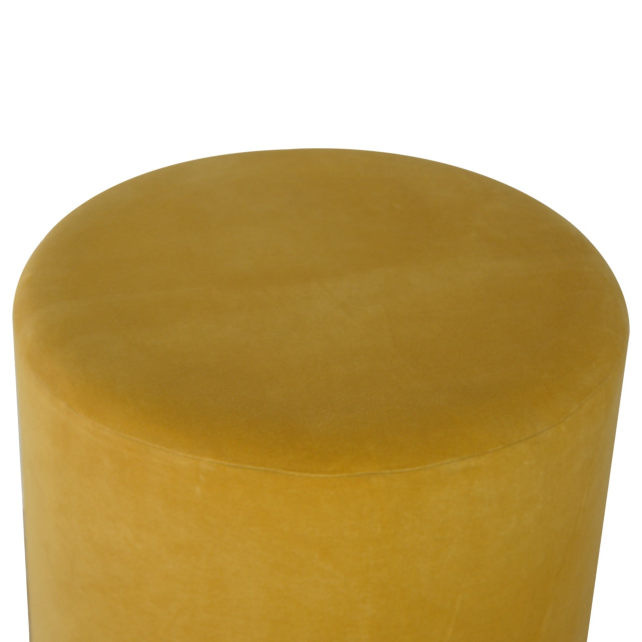 Mustard Velvet Footstool with Gold Base - Handmade Solid Wood