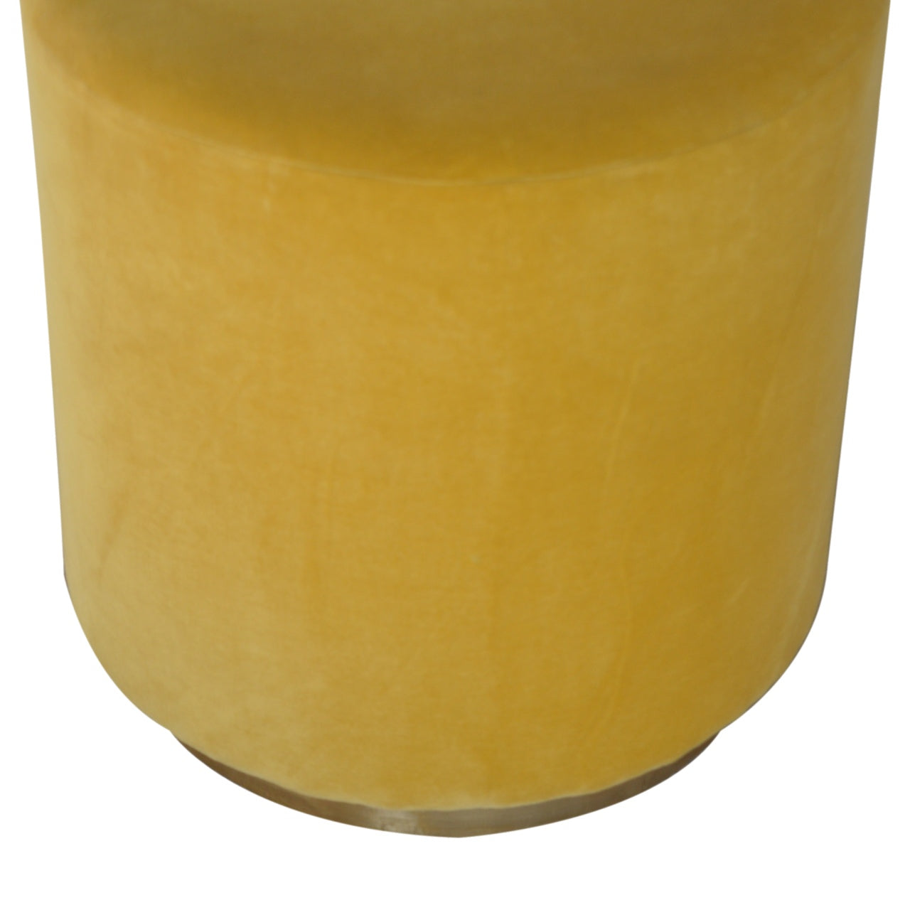 Mustard Velvet Footstool with Gold Base - Handmade Solid Wood