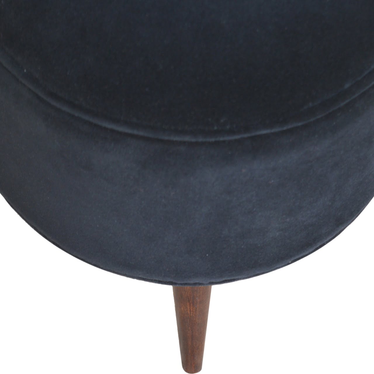 Black Velvet Nordic Style Footstool, Handmade Solid Wood, Accent Seating