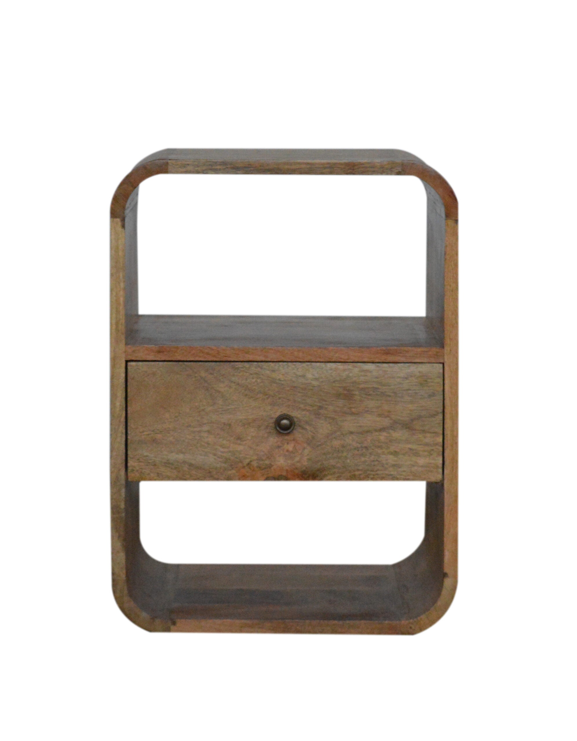 London Bedside - Handmade Solid Wood Nightstand with Drawer and Open Shelves