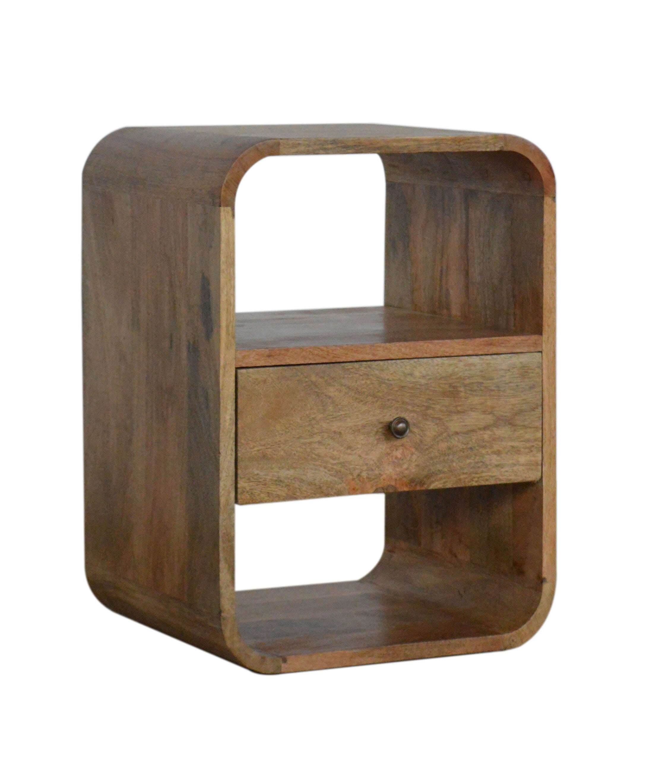 London Bedside - Handmade Solid Wood Nightstand with Drawer and Open Shelves