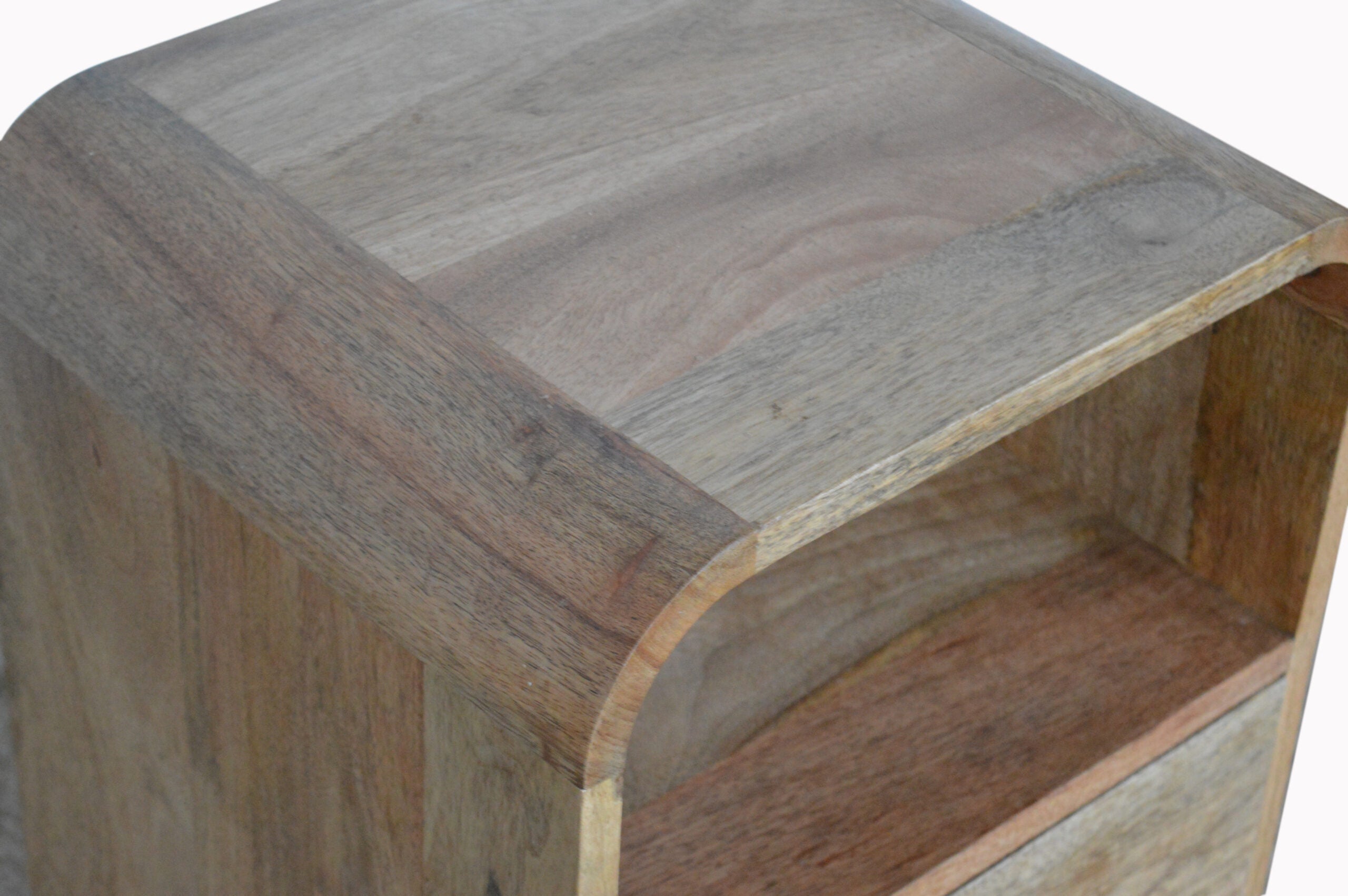 London Bedside - Handmade Solid Wood Nightstand with Drawer and Open Shelves
