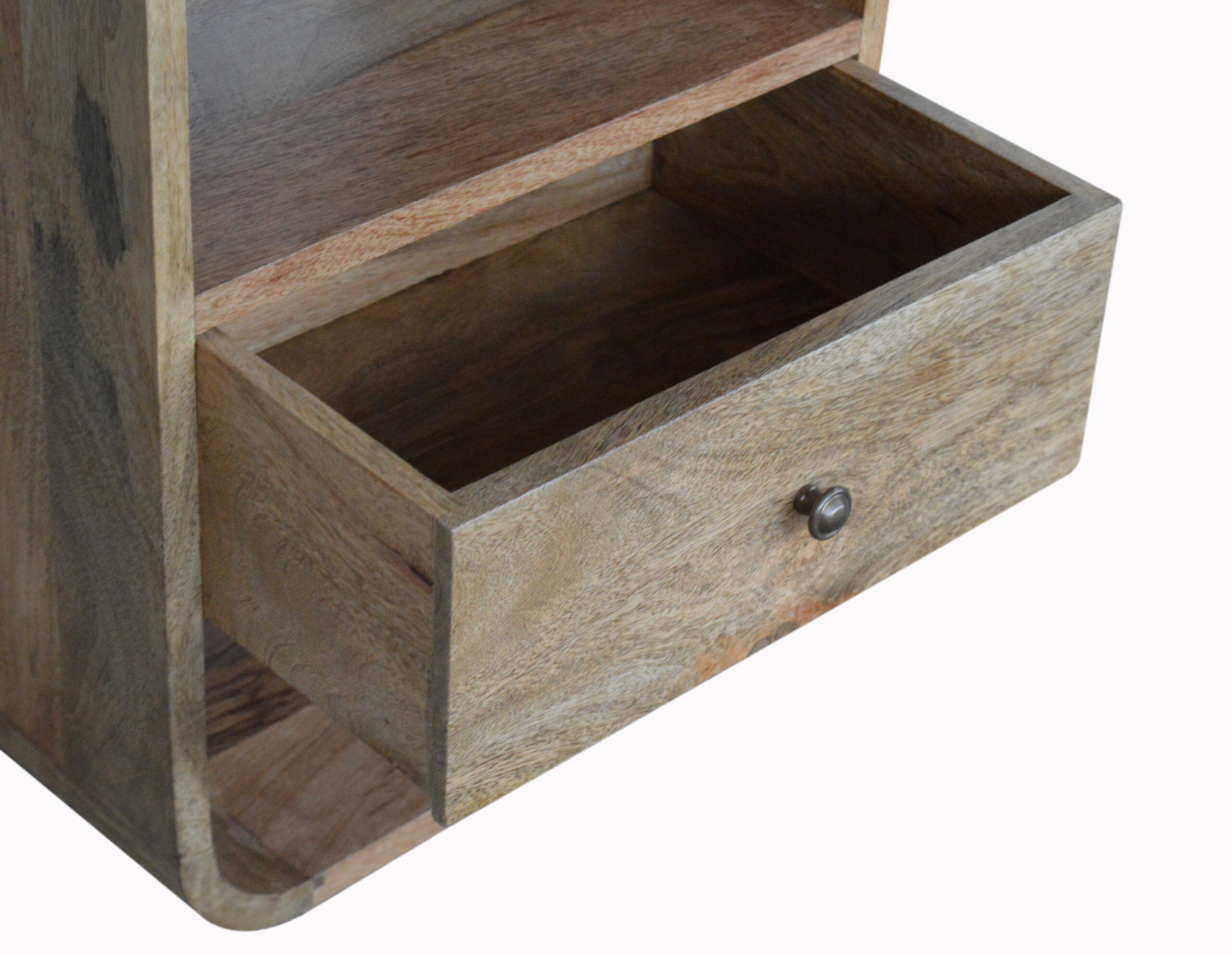 London Bedside - Handmade Solid Wood Nightstand with Drawer and Open Shelves