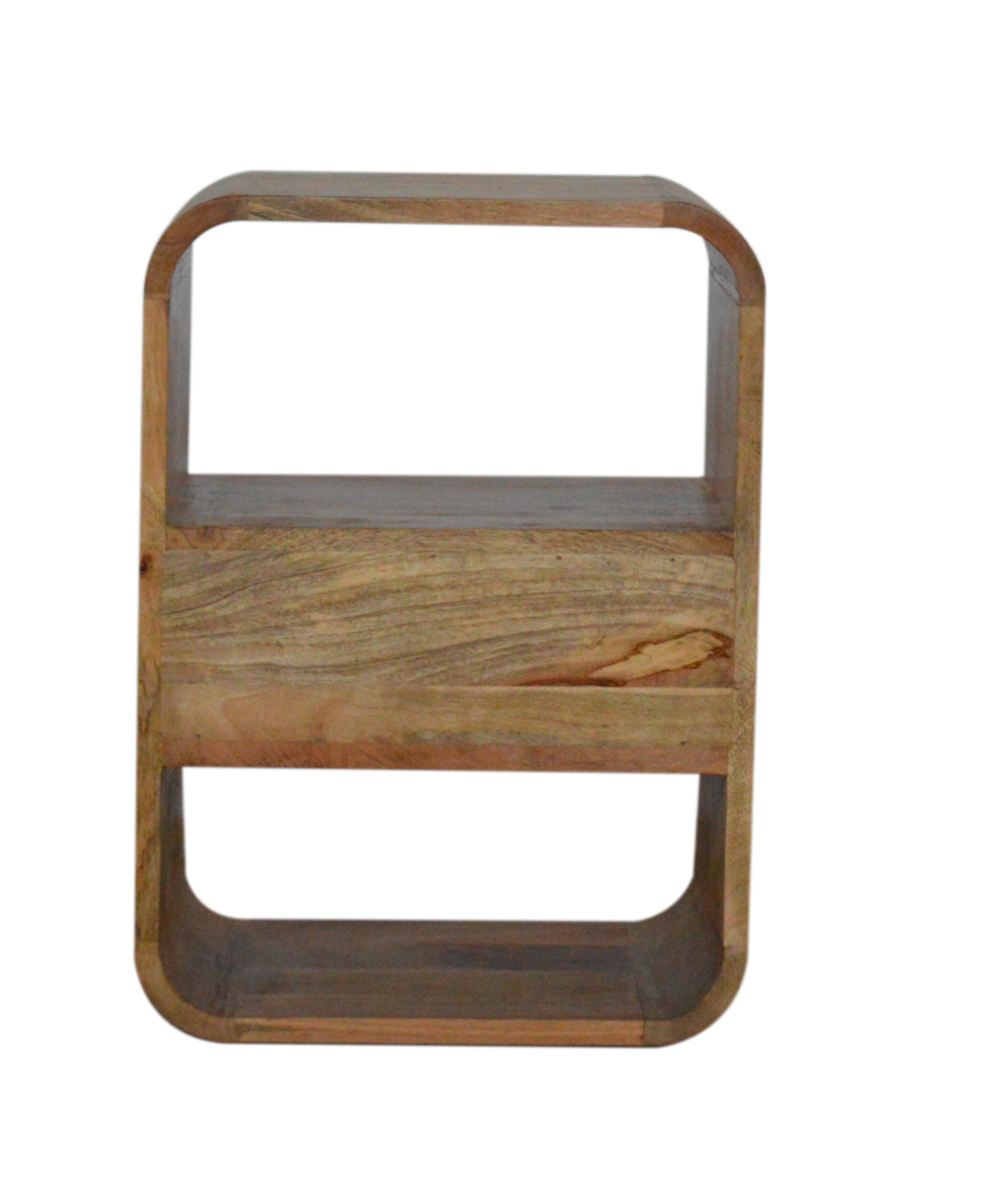London Bedside - Handmade Solid Wood Nightstand with Drawer and Open Shelves