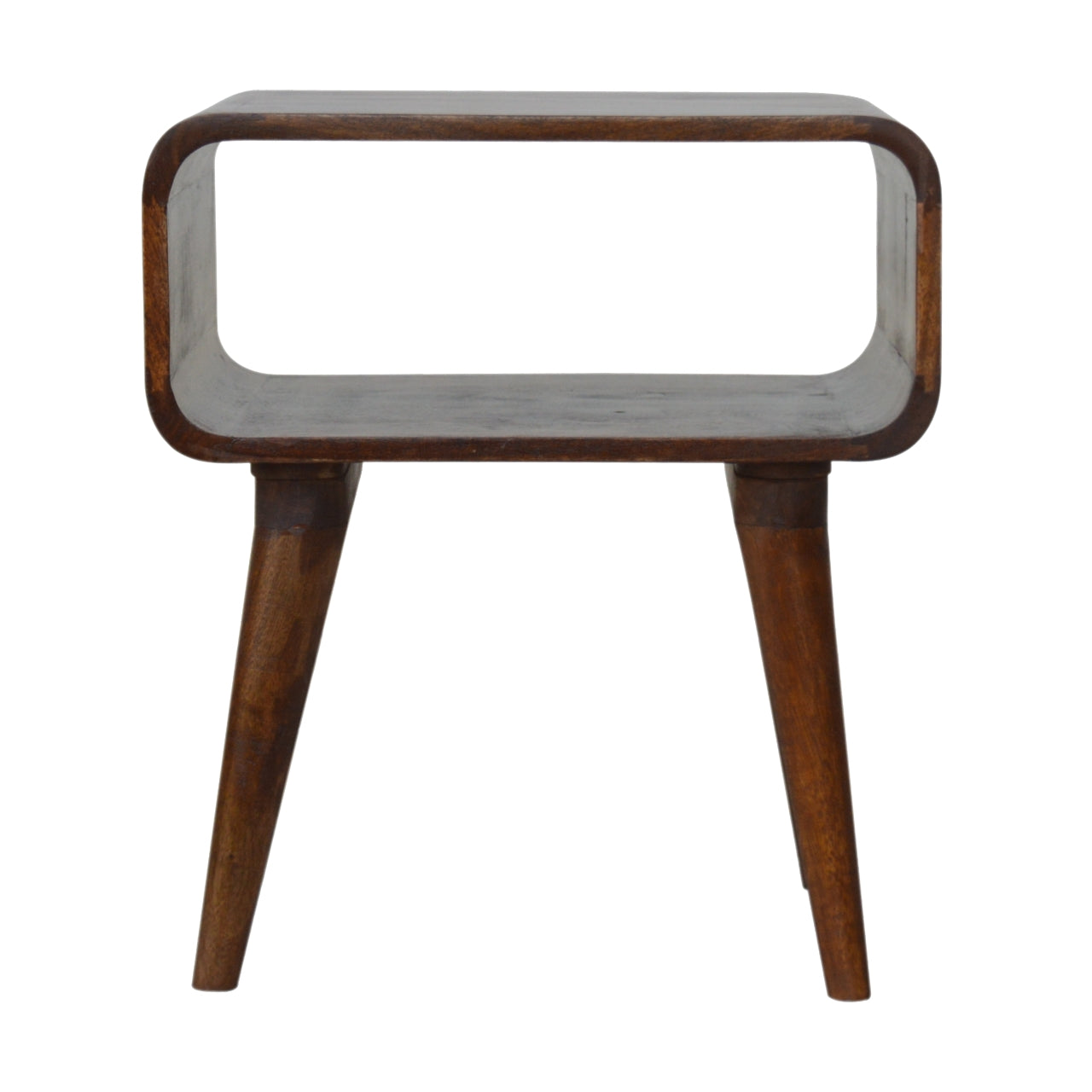 Curved Open shelf Bedside in Chestnut Finish - Solid Wood Unit