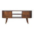 Handmade 4 Drawer and 2 Shelves Chestnut Rounded Entertainment Unit from Solid Wood