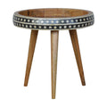 Handmade Solid Wood Dotted End Table with Bone Inlay
