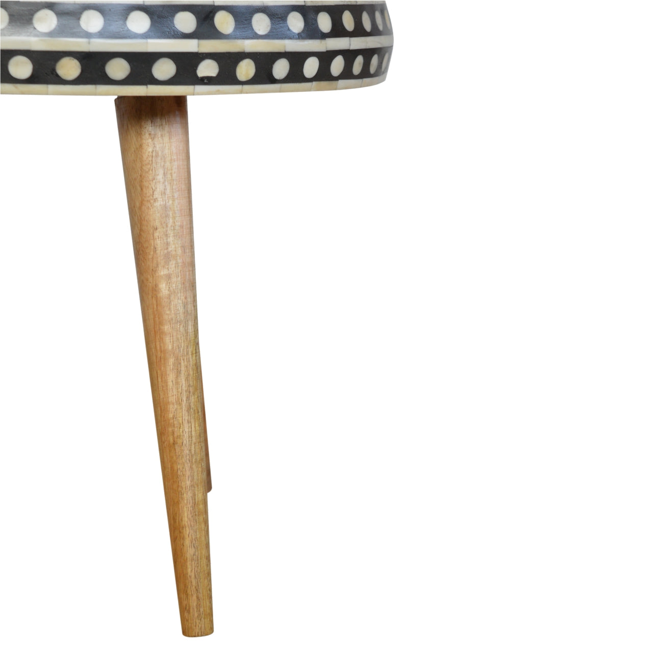 Handmade Solid Wood Dotted End Table with Bone Inlay
