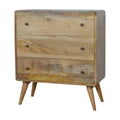 3 Drawer Curved Chest with Storage, Handmade Solid Wood, Elegant Design