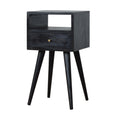 2 Drawer Ash Black Bedside with Open Shelf - Solid Wood, nordic Style