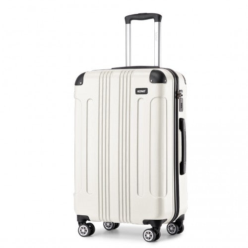 Kono 24 Inch ABS Lightweight Compact Hard Shell Travel Luggage For Extended Journeys - Beige