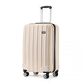 Kono 19 Inch Cabin Size ABS Hard Shell Luggage with Vertical Stripes - Ideal for Carry - On - Beige