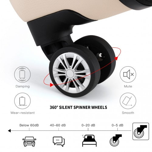 Kono 19 Inch Cabin Size ABS Hard Shell Luggage with Vertical Stripes - Ideal for Carry - On - Beige