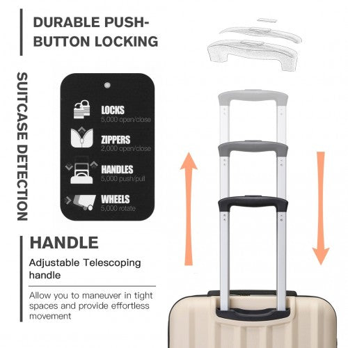Kono 19 Inch Cabin Size ABS Hard Shell Luggage with Vertical Stripes - Ideal for Carry - On - Beige