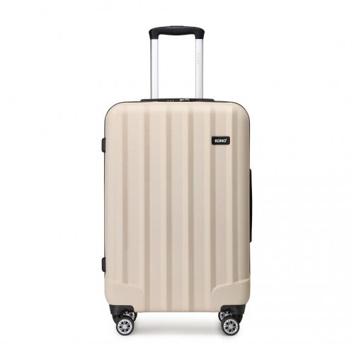 Kono 24 Inch Striped ABS Hard Shell Luggage with 360 - Degree Spinner Wheels - Beige