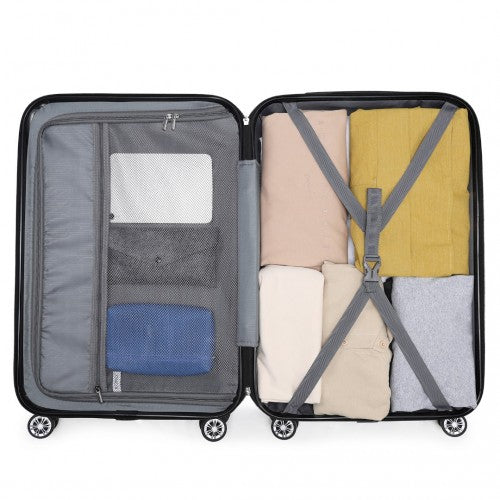 Kono 28 Inch Striped ABS Hard Shell Luggage with 360 - Degree Spinner Wheels - Beige