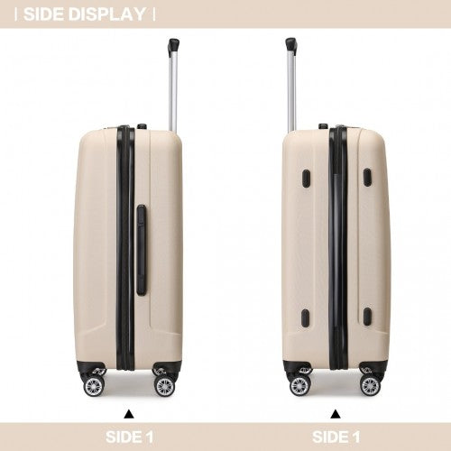 Kono 24 Inch Striped ABS Hard Shell Luggage with 360 - Degree Spinner Wheels - Beige