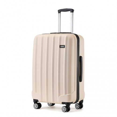 Kono 24 Inch Striped ABS Hard Shell Luggage with 360 - Degree Spinner Wheels - Beige
