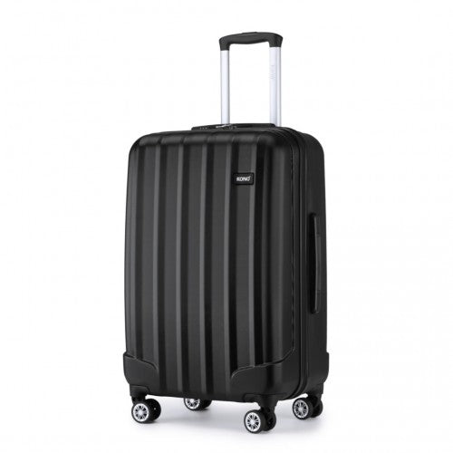 Kono 24 Inch Striped ABS Hard Shell Luggage with 360 - Degree Spinner Wheels - Black