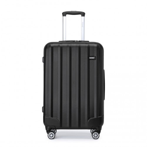 Kono 24 Inch Striped ABS Hard Shell Luggage with 360 - Degree Spinner Wheels - Black