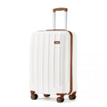 Kono 19 Inch Cabin Size ABS Hard Shell Luggage with Vertical Stripes - Ideal for Carry - On - Cream