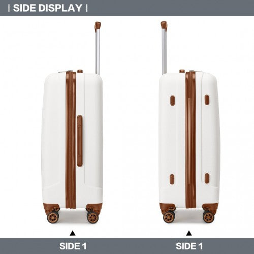 Kono 24 Inch Striped ABS Hard Shell Luggage with 360 - Degree Spinner Wheels - Cream