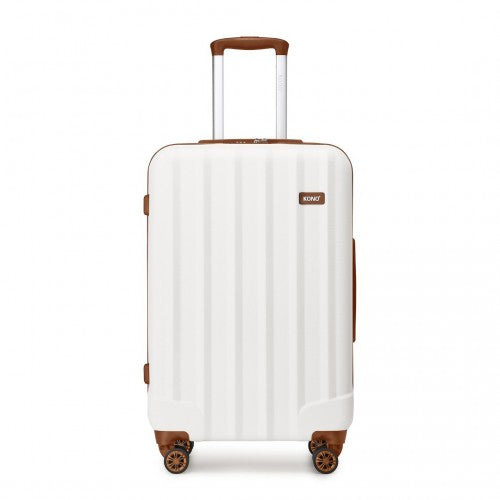Kono 24 Inch Striped ABS Hard Shell Luggage with 360 - Degree Spinner Wheels - Cream