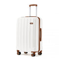 Kono 24 Inch Striped ABS Hard Shell Luggage with 360 - Degree Spinner Wheels - Cream