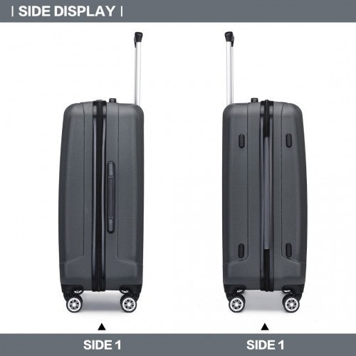 Kono 24 Inch Striped ABS Hard Shell Luggage with 360 - Degree Spinner Wheels - Grey