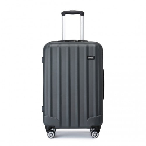 Kono 24 Inch Striped ABS Hard Shell Luggage with 360 - Degree Spinner Wheels - Grey