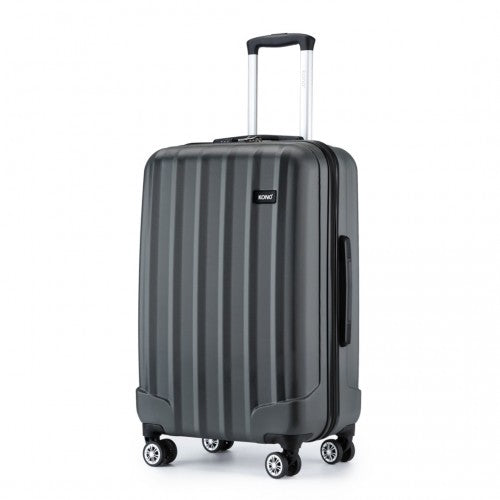 Kono 24 Inch Striped ABS Hard Shell Luggage with 360 - Degree Spinner Wheels - Grey