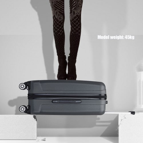 Kono 28 Inch Striped ABS Hard Shell Luggage with 360 - Degree Spinner Wheels - Grey