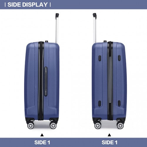 Kono 24 Inch Striped ABS Hard Shell Luggage with 360 - Degree Spinner Wheels - Navy