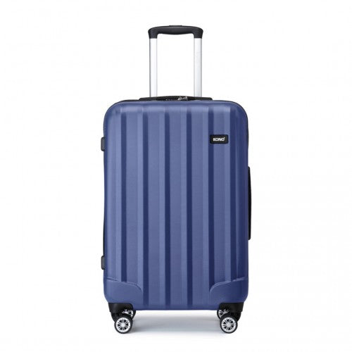 Kono 24 Inch Striped ABS Hard Shell Luggage with 360 - Degree Spinner Wheels - Navy