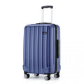 Kono 24 Inch Striped ABS Hard Shell Luggage with 360 - Degree Spinner Wheels - Navy