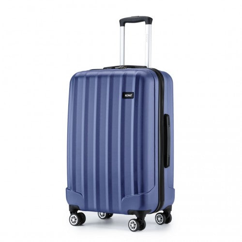 Kono 24 Inch Striped ABS Hard Shell Luggage with 360 - Degree Spinner Wheels - Navy