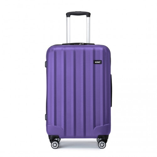 Kono 24 Inch Striped ABS Hard Shell Luggage with 360 - Degree Spinner Wheels - Purple