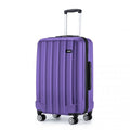 Kono 24 Inch Striped ABS Hard Shell Luggage with 360 - Degree Spinner Wheels - Purple
