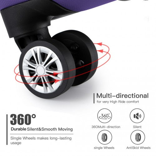 Kono 24 Inch Striped ABS Hard Shell Luggage with 360 - Degree Spinner Wheels - Purple
