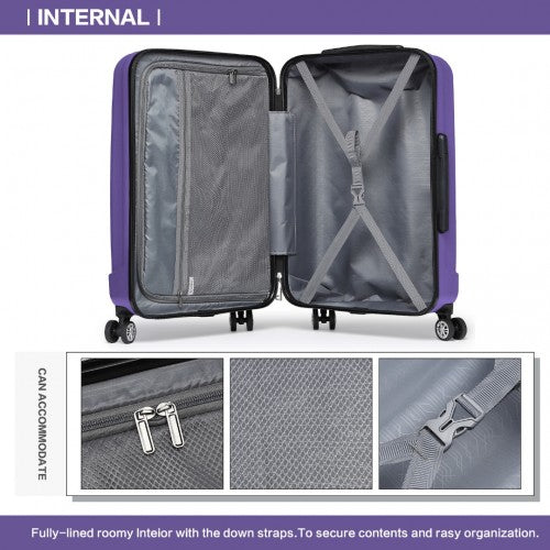 Kono 24 Inch Striped ABS Hard Shell Luggage with 360 - Degree Spinner Wheels - Purple