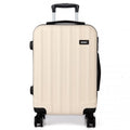 Kono Vertical Stripe Hard Shell Suitcase 24 Inch Luggage - Beige