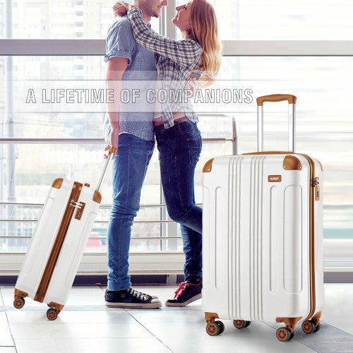 Kono 19 Inch ABS Lightweight Compact Hard Shell Cabin Suitcase Travel Carry - On Luggage - Cream