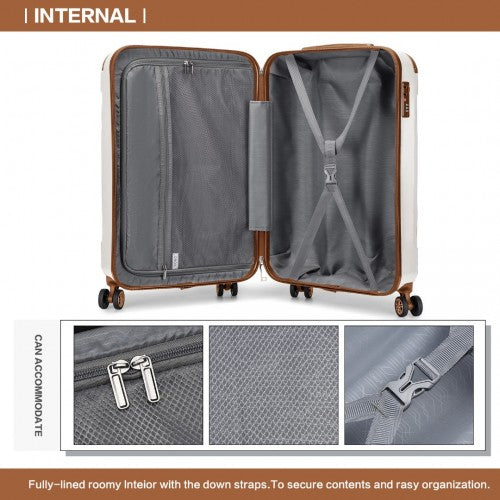 Kono 19 Inch ABS Lightweight Compact Hard Shell Cabin Suitcase Travel Carry - On Luggage - Cream